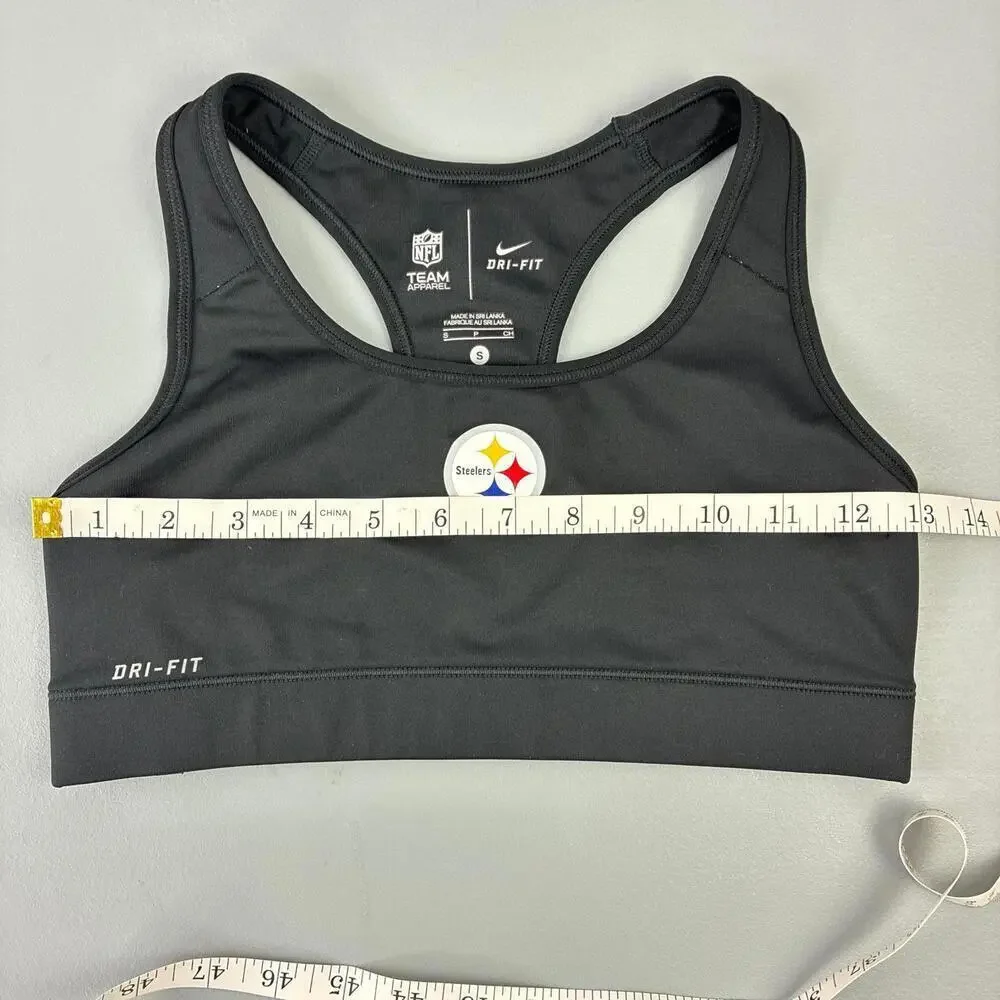 Nike Dri-FIT NFL Pittsburg Steelers Nike Pro Women's Sports Bra Small Black